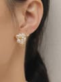 thumb Brass Imitation Pearl Triangle Trend Stud Earring 1