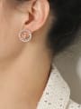 thumb Brass Cubic Zirconia Round Minimalist Stud Earring 1