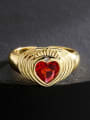 thumb Brass Cubic Zirconia Heart Vintage Band Ring 3