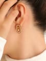 thumb Brass Shell Geometric Vintage Stud Earring 1