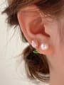 thumb Brass Imitation Pearl Flower Minimalist Stud Earring 1