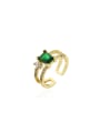 thumb Brass Cubic Zirconia Green Geometric Trend Band Ring 0