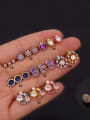 thumb Brass with Cubic Zirconia Multi Color Round Dainty Stud Earring 0