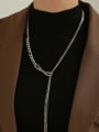 thumb Brass Geometric Minimalist Chain Lariat Necklace 1