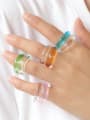 thumb Glass  Multi Color Geometric Trend  Transparent Contrasting Colors Double Line Stackable Ring 0