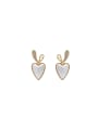 thumb Brass Imitation Pearl Heart Dainty Stud Earring 0