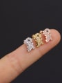 thumb Copper with Cubic Zirconia White Flower Dainty Stud Earring 4