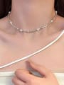 thumb Brass Freshwater Pearl Geometric Dainty Beaded Necklace 1