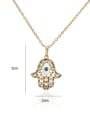 thumb Brass Cubic Zirconia Hand Of Gold Vintage Necklace 3