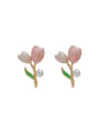 thumb Brass Enamel Flower Minimalist Stud Earring 0