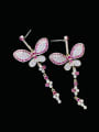 thumb Brass Cubic Zirconia Butterfly Tassel Luxury Cluster Earring 1