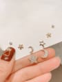thumb Brass Cubic Zirconia Trend  Star  Moon Set Stud Earring 1