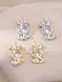 thumb Brass Cubic Zirconia Pink Candy Dainty Stud Earring 1