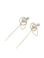 thumb Brass Imitation Pearl Geometric Minimalist Threader Trend Korean Fashion Earring 0