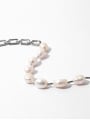 thumb Brass Freshwater Pearl Geometric  Chain Hip Hop Necklace 3