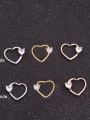 thumb Brass Cubic Zirconia White Heart Minimalist Stud Earring 1