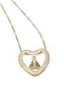 thumb Brass Cubic Zirconia Heart Vintage Regligious Necklace 1