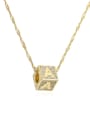 thumb Brass Cubic Zirconia Square Hip Hop Letter Pendant Necklace 3