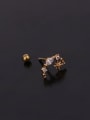 thumb Brass with Cubic Zirconia White Flower Minimalist Stud Earring 4