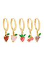 thumb Brass Cubic Zirconia Friut Cute Huggie Earring 4