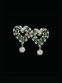 thumb Brass Cubic Zirconia Heart Luxury Love Long  Cluster Earring 0