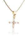 thumb Brass Cubic Zirconia  Cute Cross Earring and Necklace Set 3