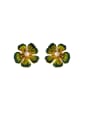 thumb Brass Enamel Flower Minimalist Stud Earring 2