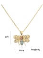 thumb Brass Cubic Zirconia Trend  Bee Pendant Necklace 3