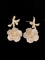 thumb Brass Cubic Zirconia Flower Vintage Stud Earring 2