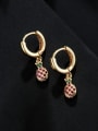 thumb Brass Cubic Zirconia Friut Cute Huggie Earring 1