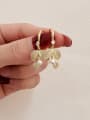 thumb Brass Cubic Zirconia Leaf Vintage Hook Earring 2
