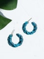 thumb Hand Glass Multi Color C shape Minimalist Single Earring(Single-Only One) 0