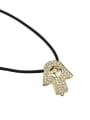 thumb Brass Cubic Zirconia Leather Religious Vintage Necklace 1