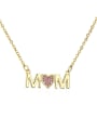 thumb Brass Cubic Zirconia Heart Dainty Letter MOM Pendant Necklace 0