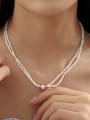 thumb Titanium Steel Freshwater Pearl Heart Cute Necklace 2