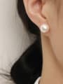 thumb Brass Imitation Pearl Round Minimalist Stud Trend Korean Fashion Earring 1
