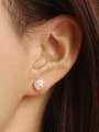 thumb Brass Freshwater Pearl Geometric Minimalist Stud Earring 1
