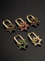 thumb Brass Cubic Zirconia  Vintage Five-pointed star Huggie Earring 0