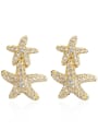 thumb Brass Cubic Zirconia  Sea Star Vintage Cluster Earring 0