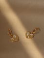 thumb Brass Cubic Zirconia Heart Vintage Huggie Earring 4