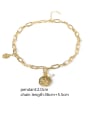 thumb Brass Freshwater Pearl Coin Vintage Necklace 3