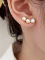 thumb Brass Imitation Pearl Geometric Minimalist Stud Earring 1