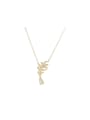 thumb Brass Cubic Zirconia Feather Dainty Necklace 0