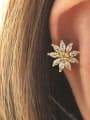 thumb Brass Cubic Zirconia Flower Cute  Stud Earring(single) 3