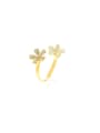 thumb Brass Cubic Zirconia Flower Dainty Band Ring 0