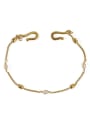 thumb Brass Freshwater Pearl chain Vintage Link Bracelet 3