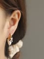 thumb Brass Freshwater Pearl Geometric Minimalist Huggie Earring 1