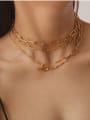 thumb Brass Hollow Geometric Vintage  chain Necklace 1