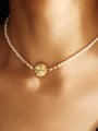 thumb Brass Imitation Pearl Flower Hip Hop Beaded Necklace 2