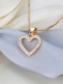 thumb Brass Cubic Zirconia  Minimalist Heart Earring and Necklace Set 1